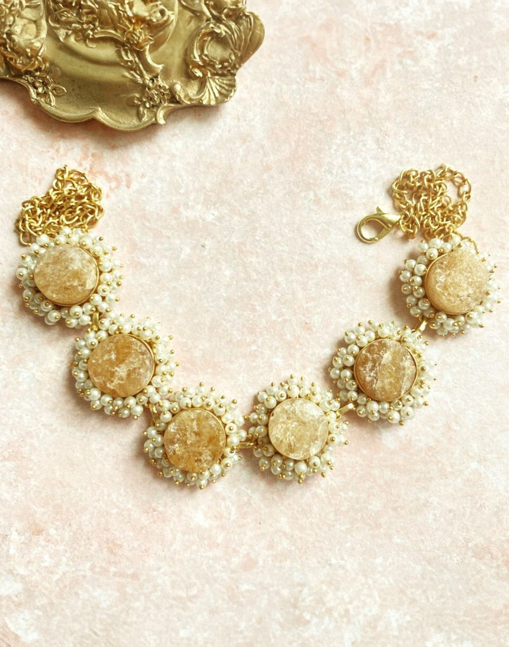 Jasper Bloom Necklace - Statement Necklaces - Gold-Plated & Hypoallergenic Jewellery - Made in India - Dubai Jewellery - Dori