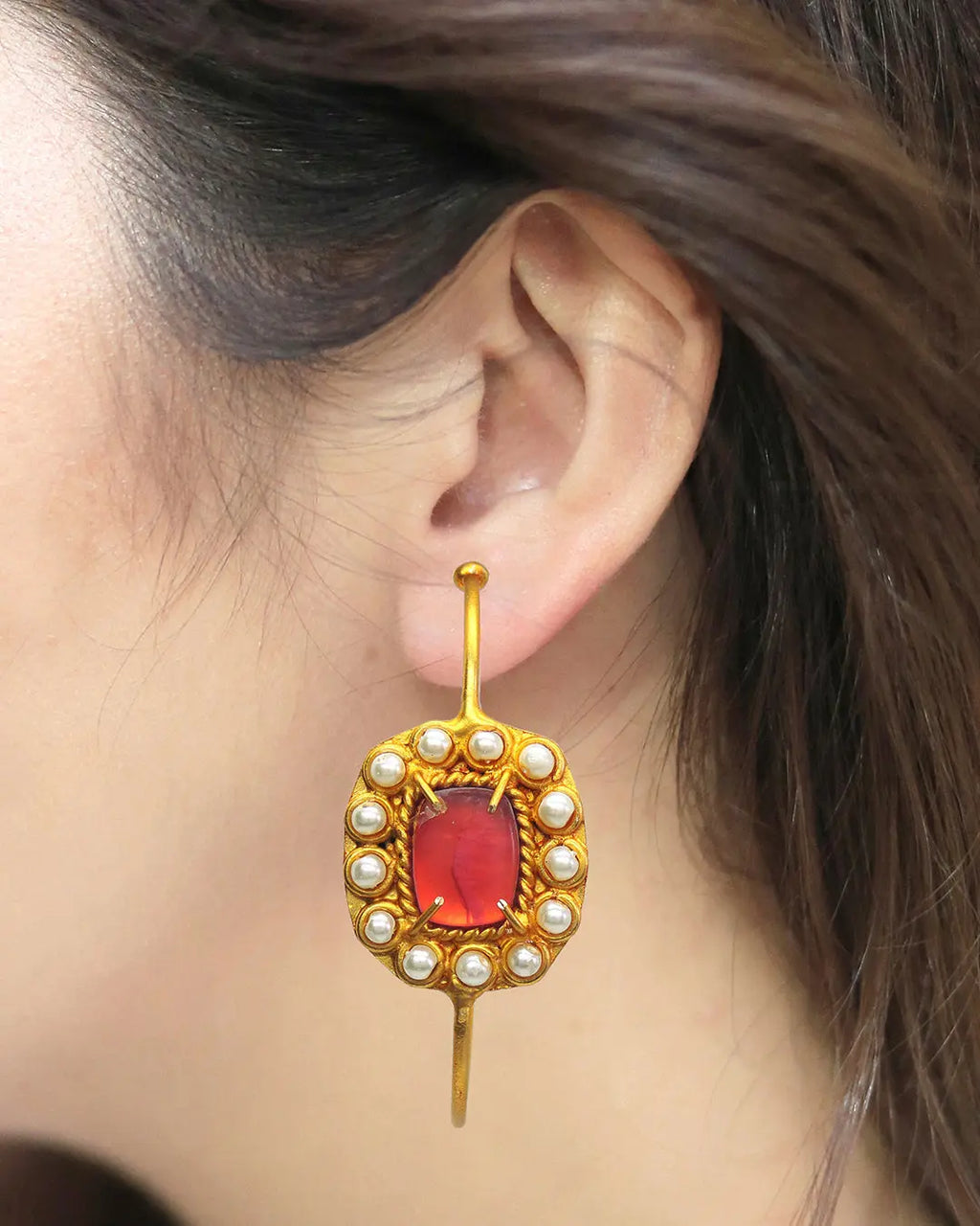 Keya Hoops (Crimson)- Handcrafted Jewellery from Dori