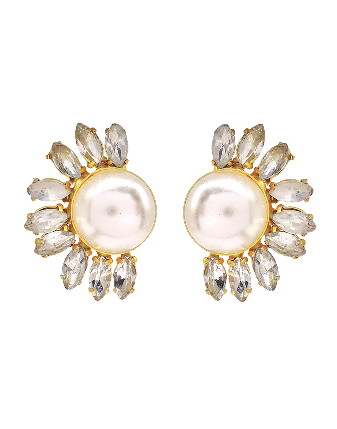 Pearl & Crystal Half Flora Earrings- Handcrafted Jewellery from Dori