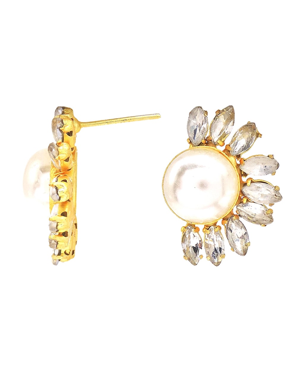 Pearl & Crystal Half Flora Earrings- Handcrafted Jewellery from Dori