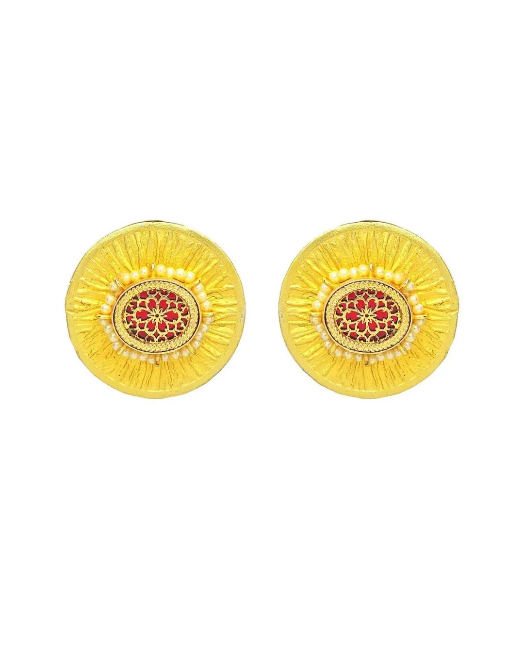 Megara Gold Earrings | Red & Black