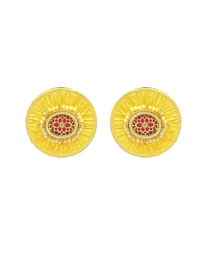 Megara Gold Earrings | Red & Black