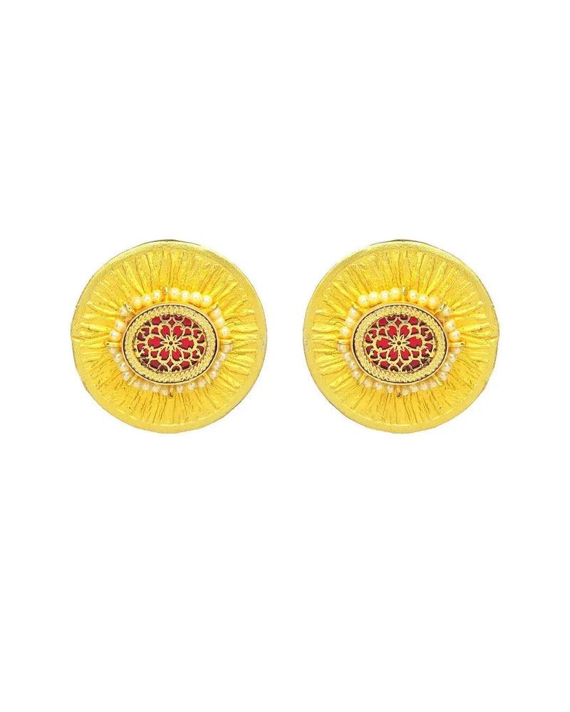 Megara Gold Earrings | Red & Black