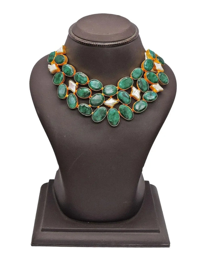 Mes Statement Bib (Emerald)- Handcrafted Jewellery from Dori