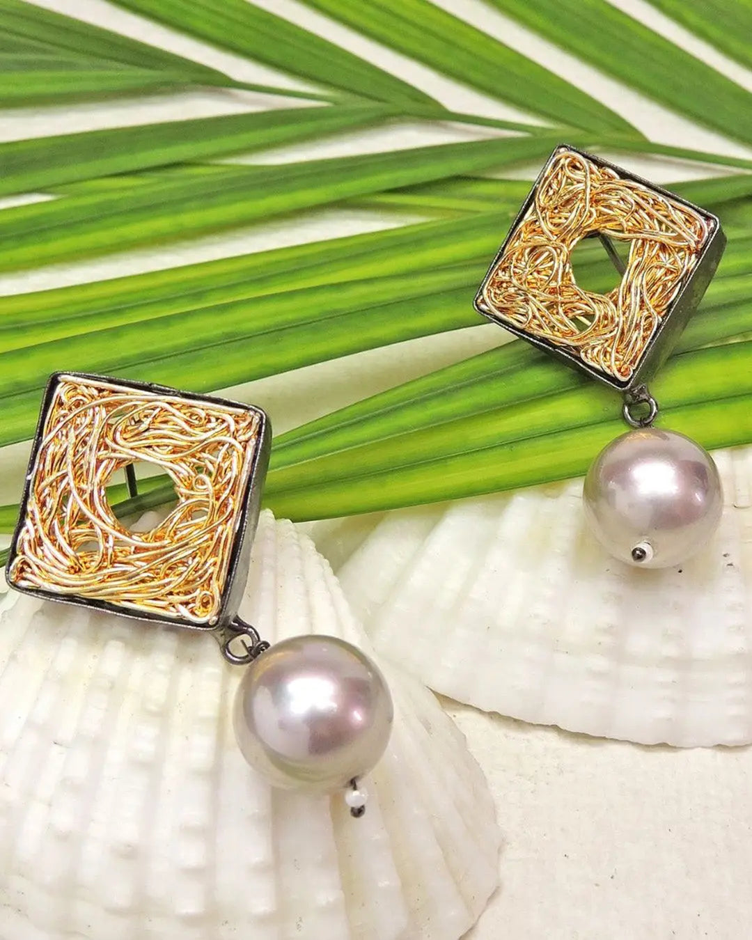 Mesh Cube Danglers- Handcrafted Jewellery from Dori