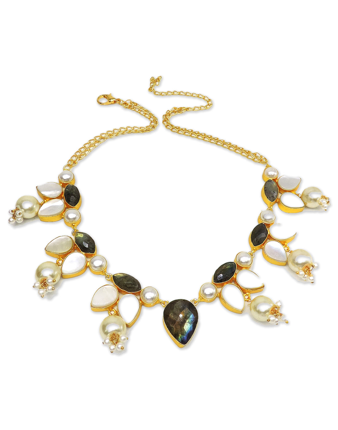 Labradorite & Pearl Necklace- Handcrafted Jewellery from Dori