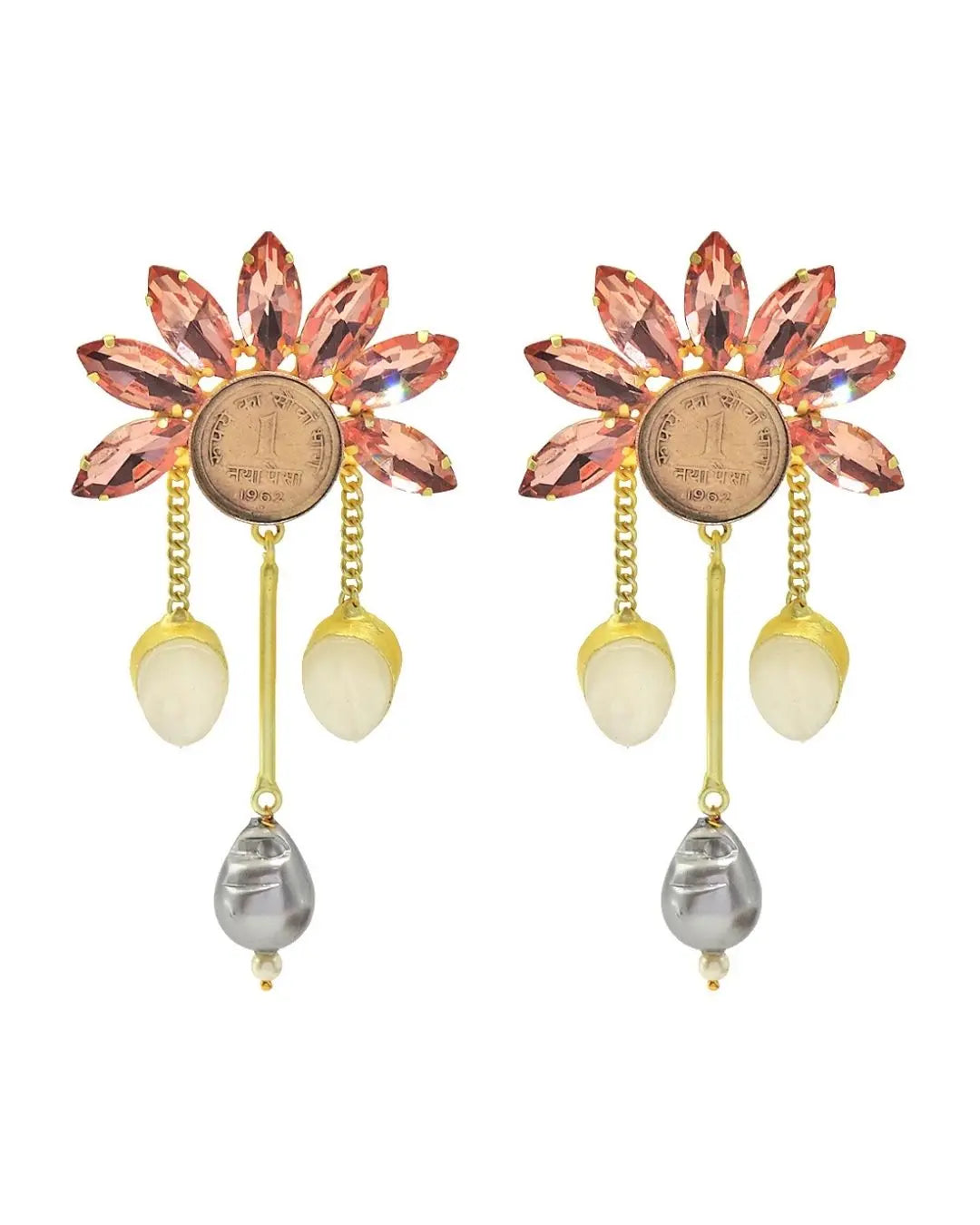 Paisley Earrings | Grey Pearl & Ivory Pearl