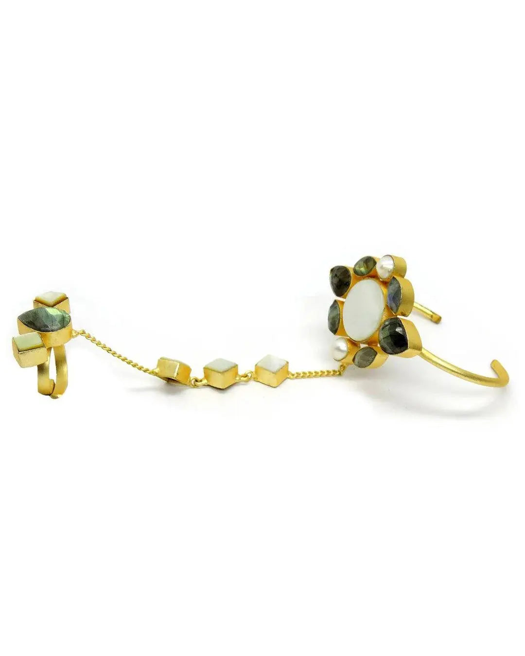 Labradorite Hand Harness / Ring Bracelet- Handcrafted Jewellery from Dori