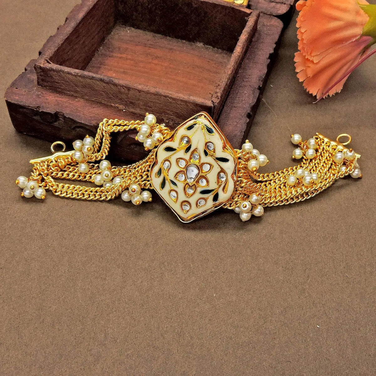 Shield Kundan Bracelet