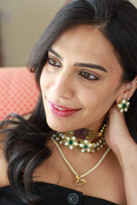 Single Pearl Strand Kundan Pendant Necklacefrom Dori