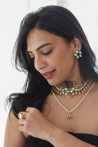 Single Pearl Strand Kundan Pendant Necklacefrom Dori