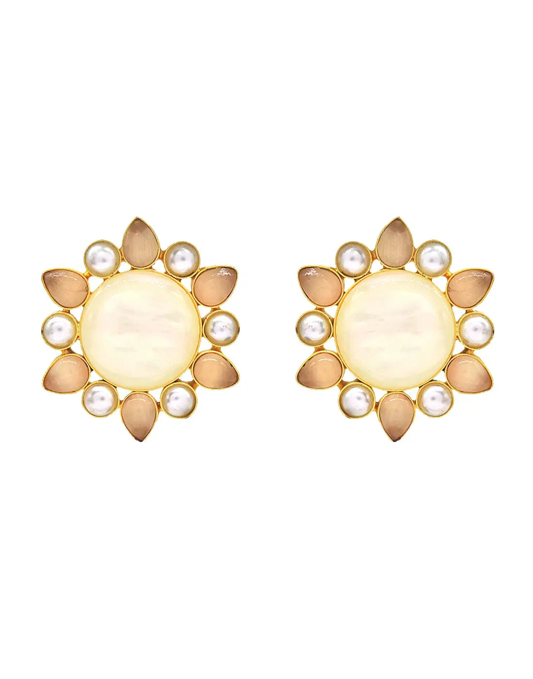 Star Flower Earrings - Statement Earrings - Gold-Plated & Hypoallergenic - Made in India - Dubai Jewellery - Dori