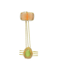 Teardrop Hand Harness | Pink & Orange - Statement Hand Harness - Gold-Plated & Hypoallergenic Jewellery - Made in India - Dubai Jewellery - Dori