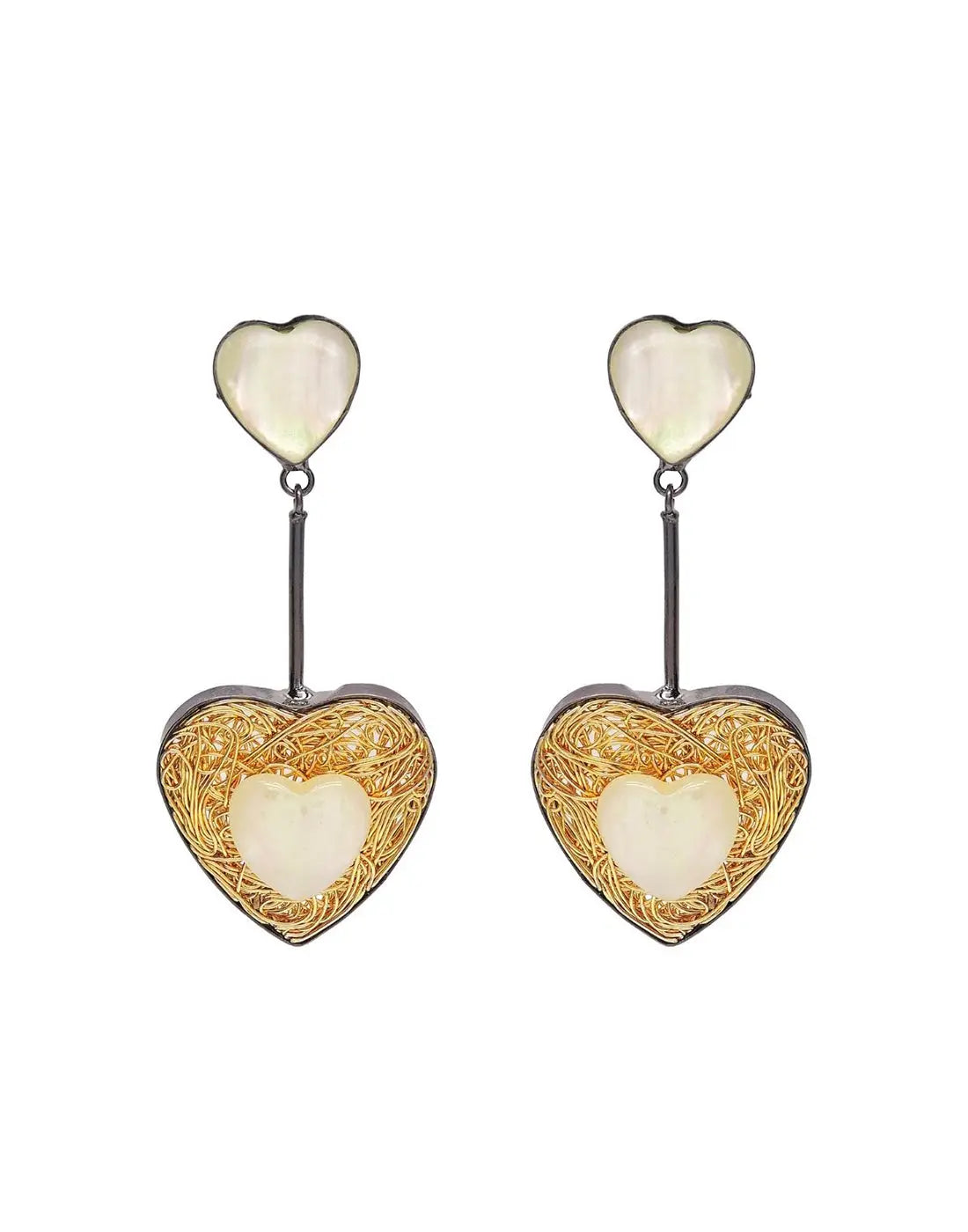 Twin Heart Danglers- Handcrafted Jewellery from Dori