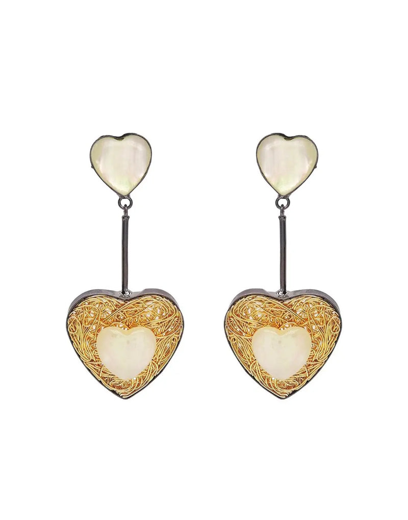 Twin Heart Danglers- Handcrafted Jewellery from Dori