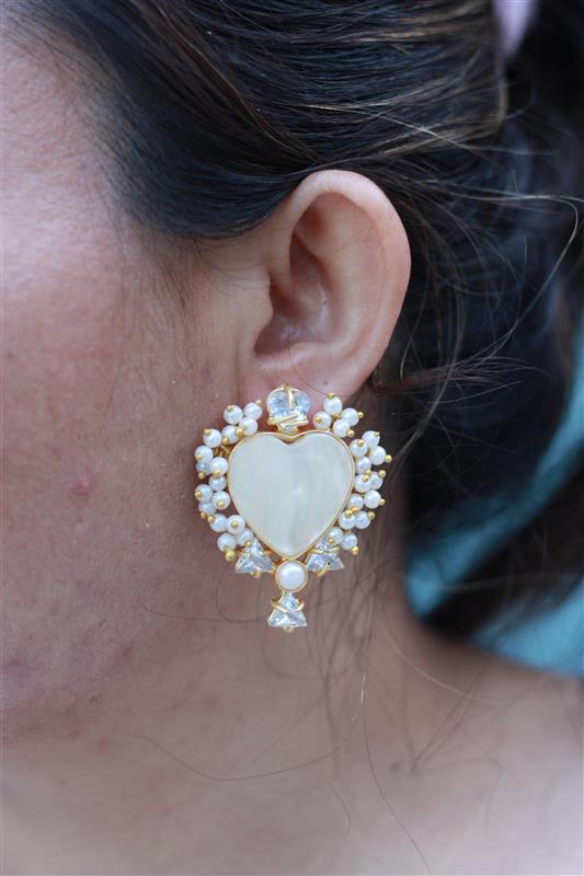 Mother of Pearl Heart Earrings