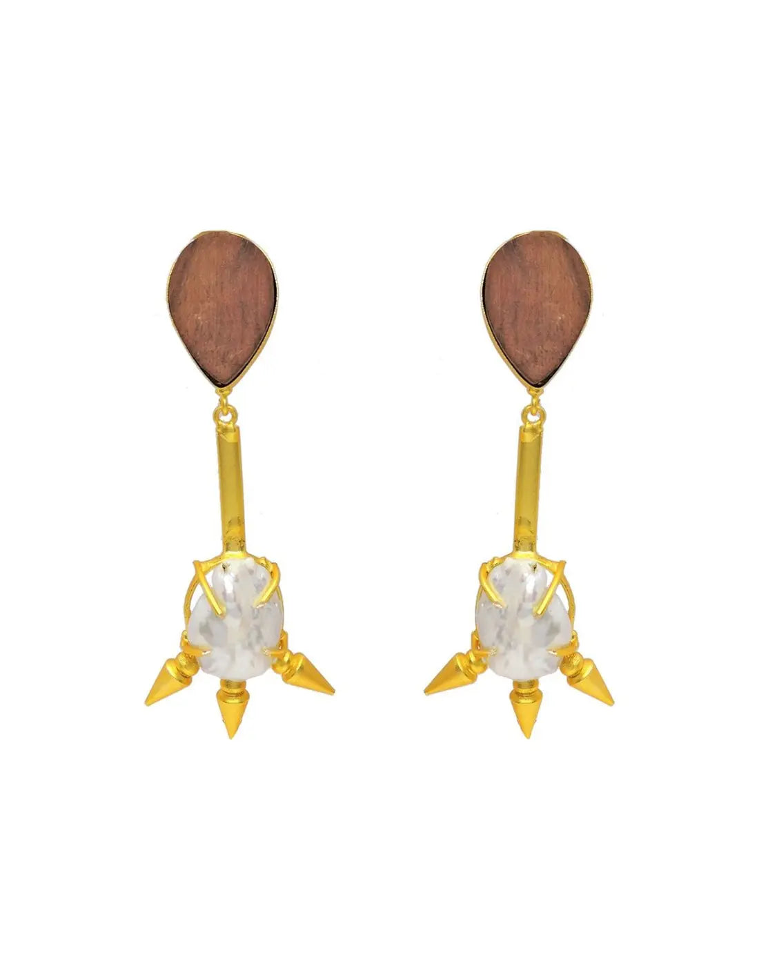 Wood Spike Earrings- Handcrafted Jewellery from Dori