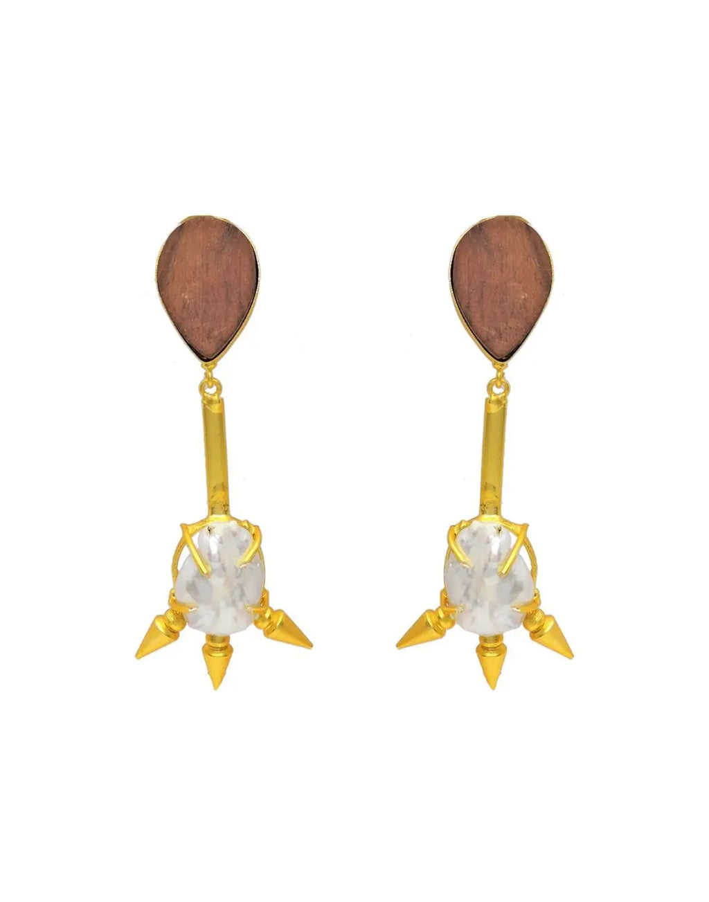 Wood Spike Earrings- Handcrafted Jewellery from Dori