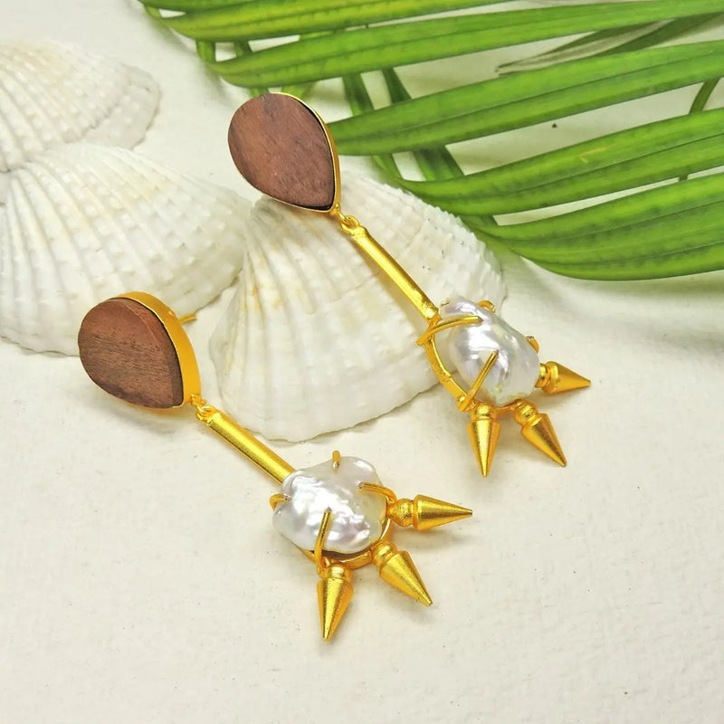 Wood Spike Earrings