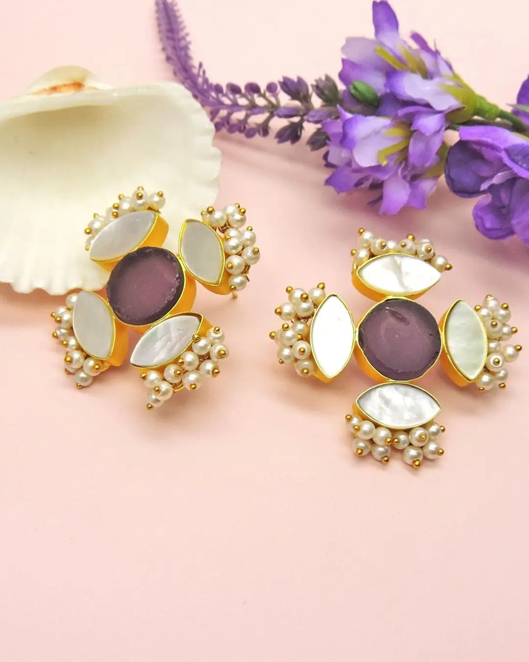 Yvette Earrings | Amethyst & Citrine