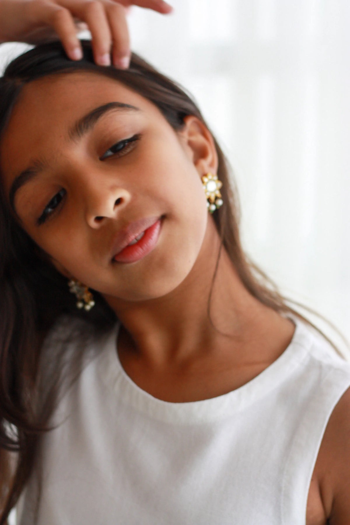 floral Motif Kundan earringsfrom Dori