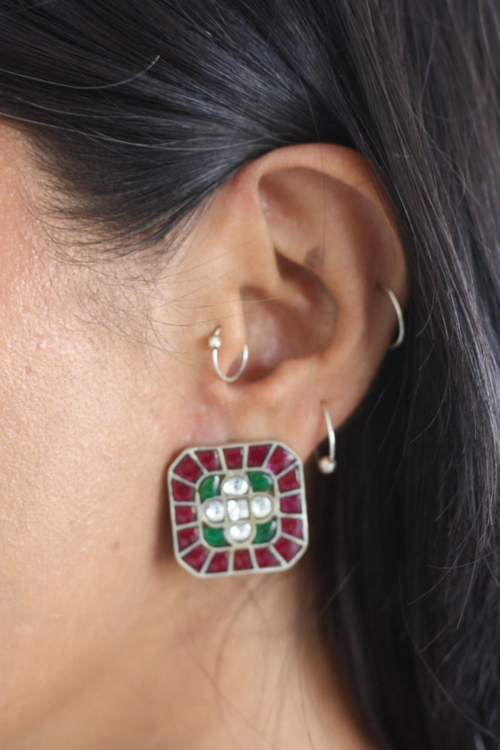 square emerald studsfrom Dori