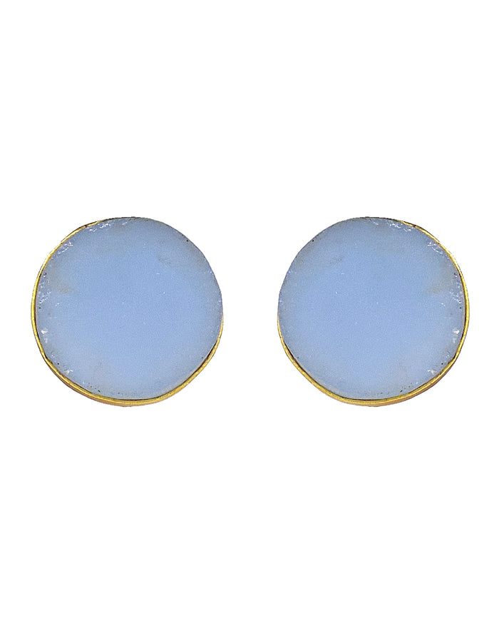 Stone Earrings (Blue Onyx) - Statement Earrings - Gold-Plated & Hypoallergenic Jewellery - Made in India - Dubai Jewellery - Dori