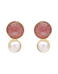 Pearl & Stone Earrings (Quartz) - Statement Earrings - Gold-Plated & Hypoallergenic Jewellery - Made in India - Dubai Jewellery - Dori