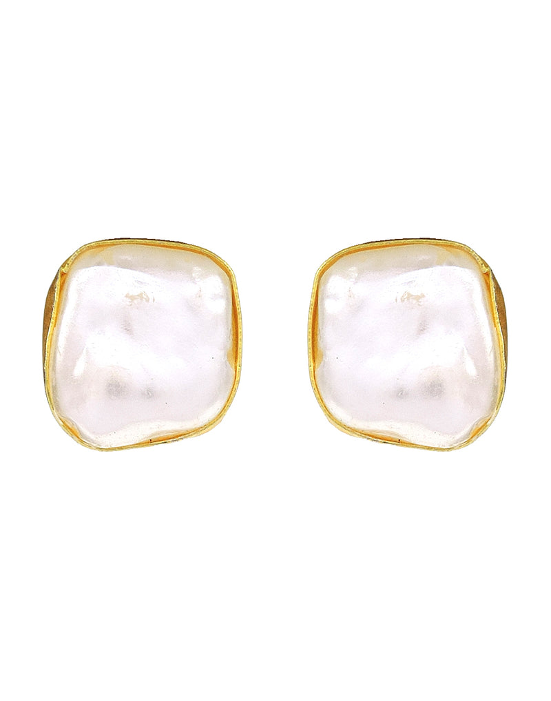 Pearl Cube Earrings - Statement Earrings - Gold-Plated & Hypoallergenic Jewellery - Made in India - Dubai Jewellery - Dori