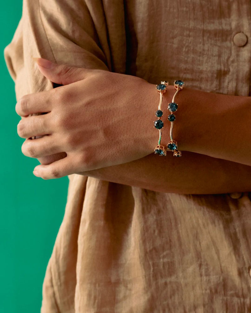 Garnet Bracelet in Ink Blue - Bracelets & Cuffs - Handcrafted Jewellery - Made in India - Dubai Jewellery, Fashion & Lifestyle - Dori