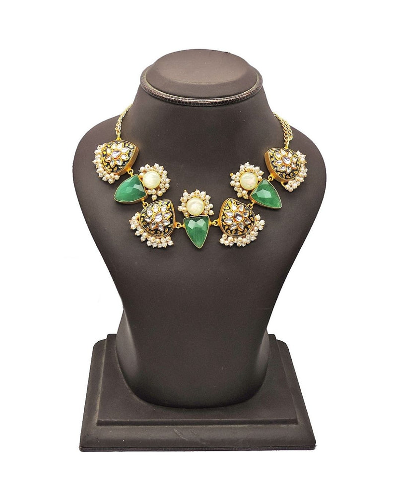 Haathipada, Kundan & Pearl Bloom Necklace / Set - Necklaces - Handcrafted Jewellery - Made in India - Dubai Jewellery, Fashion & Lifestyle - Dori