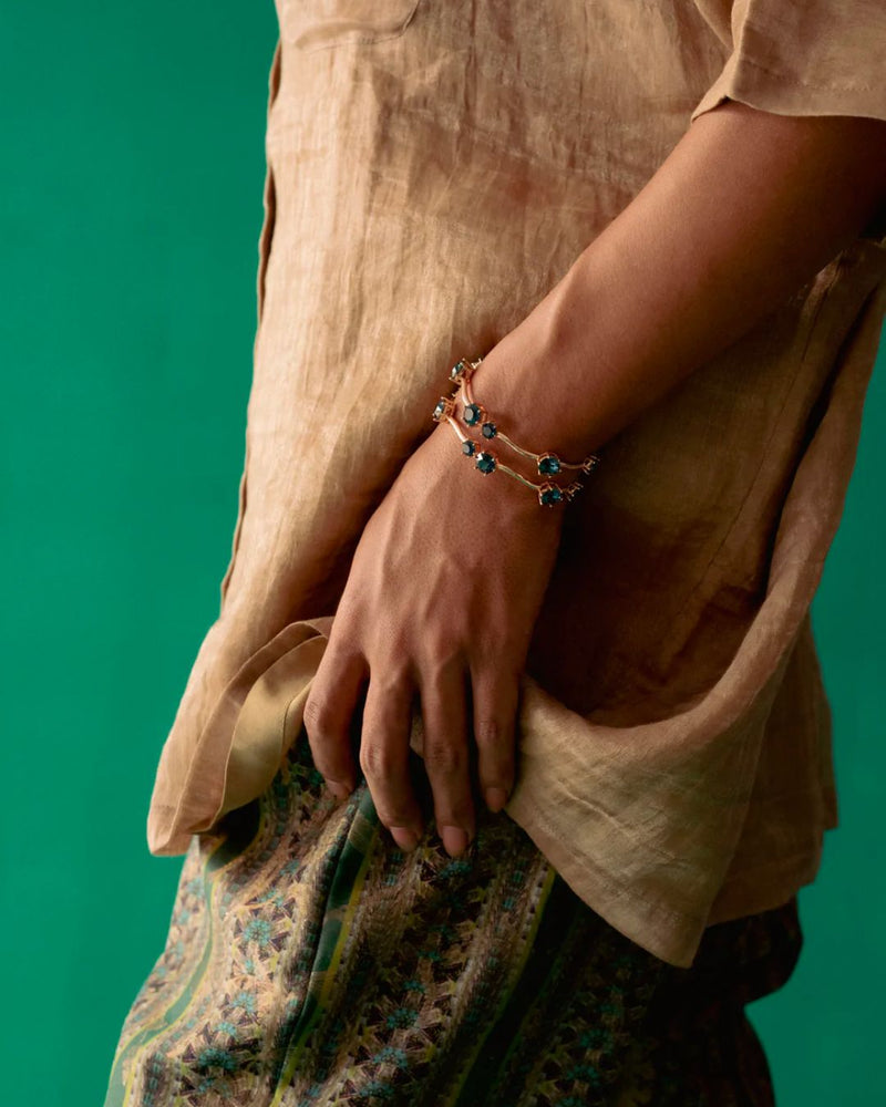 Garnet Bracelet in Ink Blue - Bracelets & Cuffs - Handcrafted Jewellery - Made in India - Dubai Jewellery, Fashion & Lifestyle - Dori