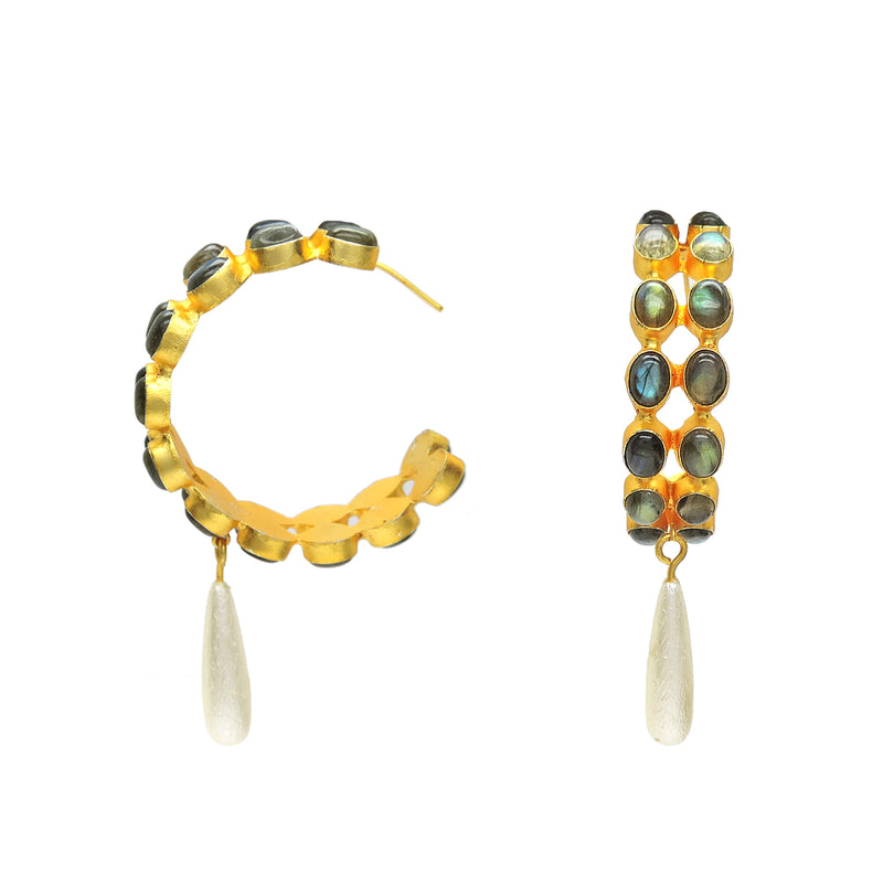 Dori - Cluster Hoops in Labradorite - Handcrafted Jewellery