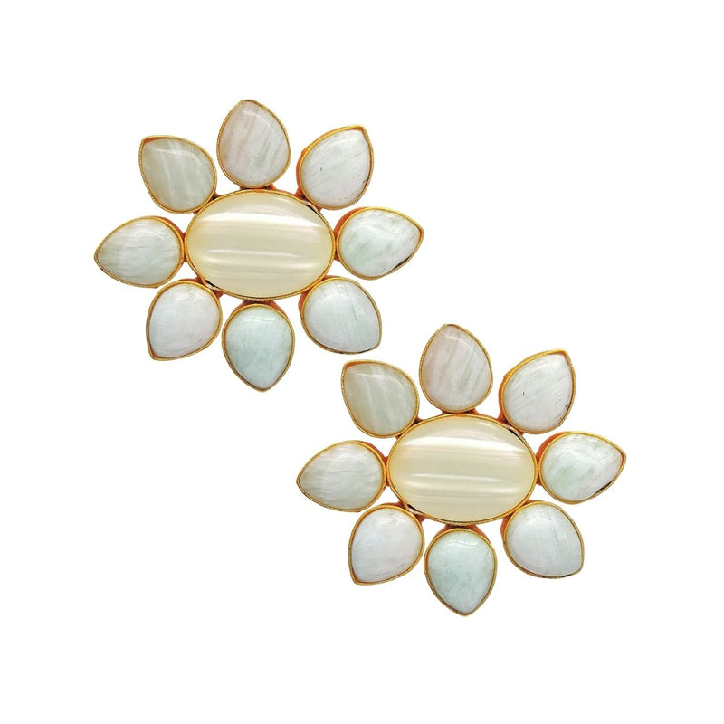 Floral Studs in Amazonite - Earrings - Handcrafted Jewellery - Dori