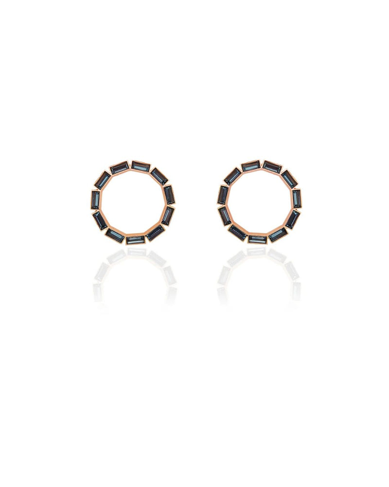 Citrine Hoops in Ink Blue - Earrings - Handcrafted Jewellery - Made in India - Dubai Jewellery, Fashion & Lifestyle - Dori