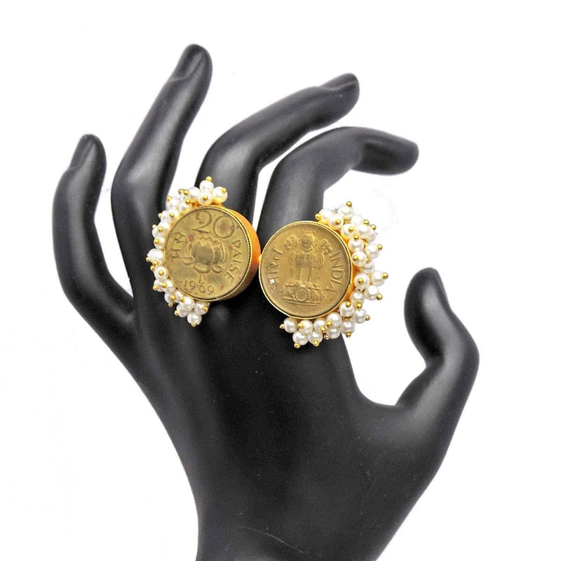 Twin Coin Ring in Gold - Rings - Handcrafted Jewellery - Dori