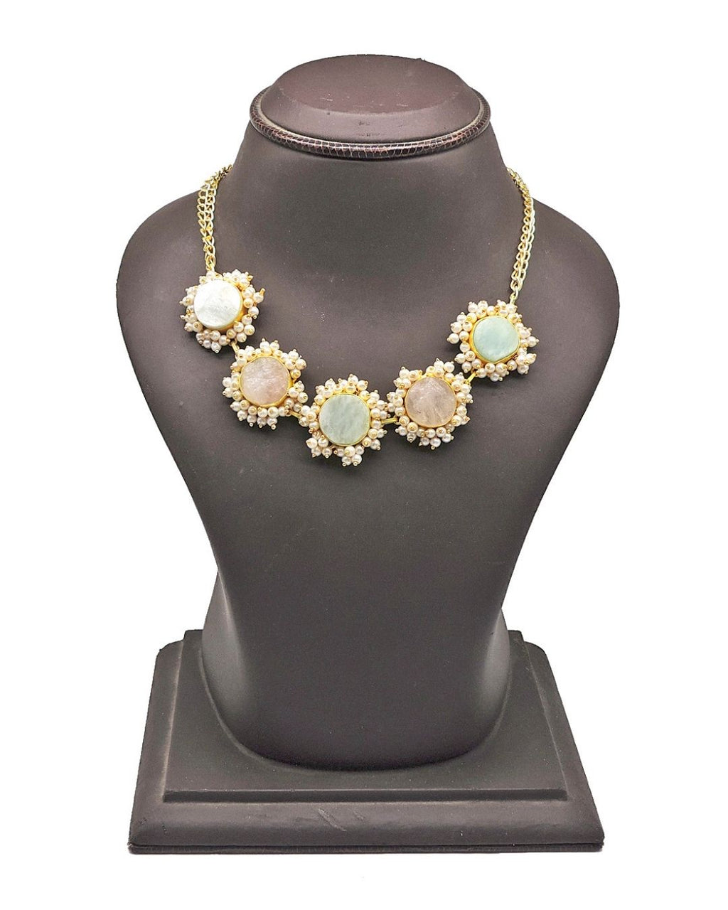 Amazonite & Rose Bloom Choker - Necklaces - Handcrafted Jewellery - Made in India - Dubai Jewellery, Fashion & Lifestyle - Dori