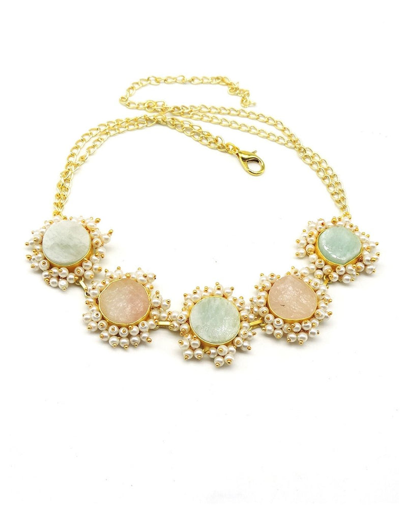 Amazonite & Rose Bloom Choker - Necklaces - Handcrafted Jewellery - Made in India - Dubai Jewellery, Fashion & Lifestyle - Dori