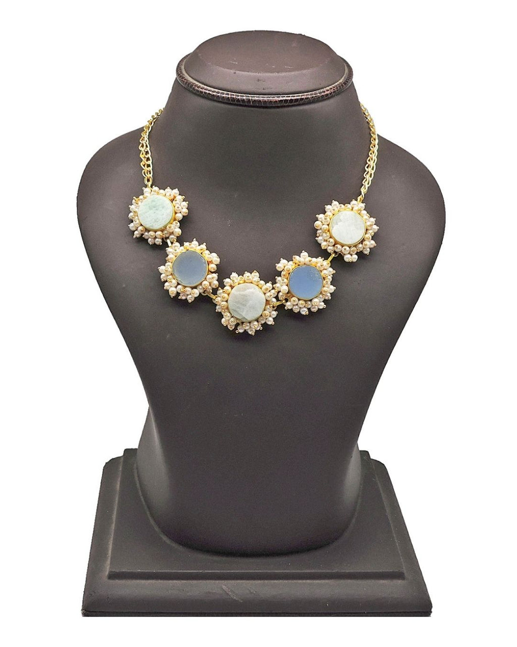 Amazonite & Blue Onyx Bloom Choker - Necklaces - Handcrafted Jewellery - Made in India - Dubai Jewellery, Fashion & Lifestyle - Dori