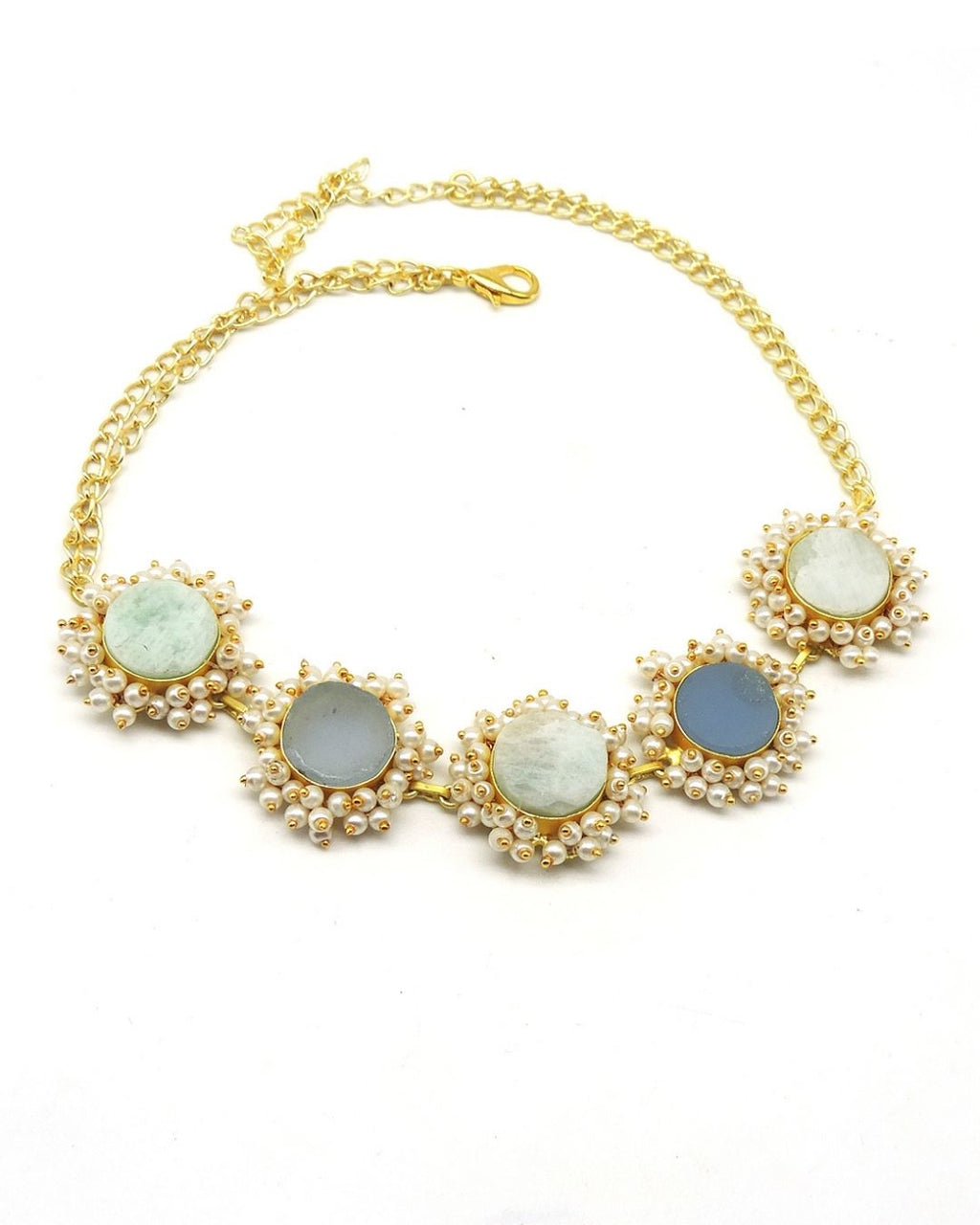 Amazonite & Blue Onyx Bloom Choker - Necklaces - Handcrafted Jewellery - Made in India - Dubai Jewellery, Fashion & Lifestyle - Dori
