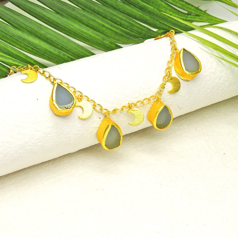 Lunar Bracelet in Blue Onyx - Bracelets & Cuffs - Handcrafted Jewellery - Made in India - Dubai Jewellery, Fashion & Lifestyle - Dori