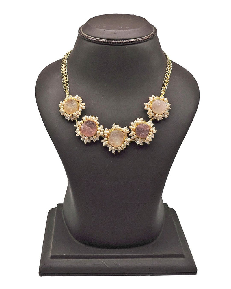Citrine & Rose Bloom Choker - Necklaces - Handcrafted Jewellery - Made in India - Dubai Jewellery, Fashion & Lifestyle - Dori