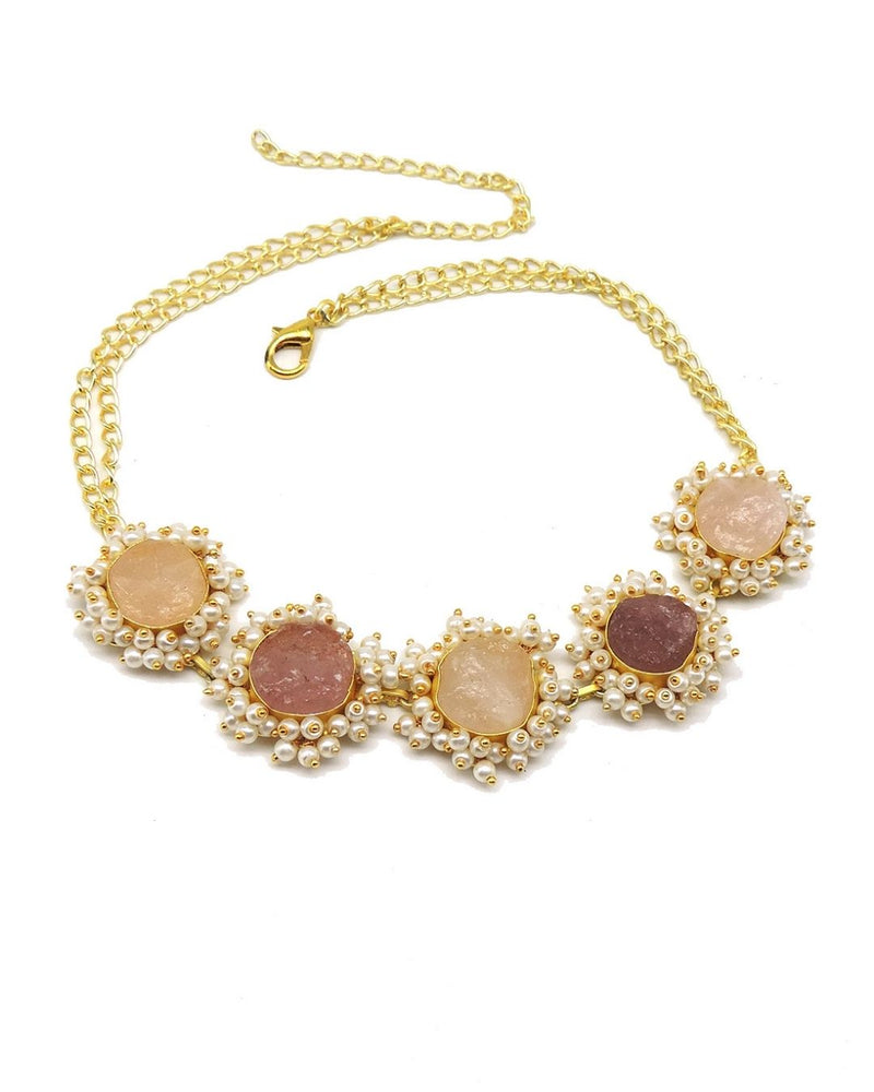 Citrine & Rose Bloom Choker - Necklaces - Handcrafted Jewellery - Made in India - Dubai Jewellery, Fashion & Lifestyle - Dori