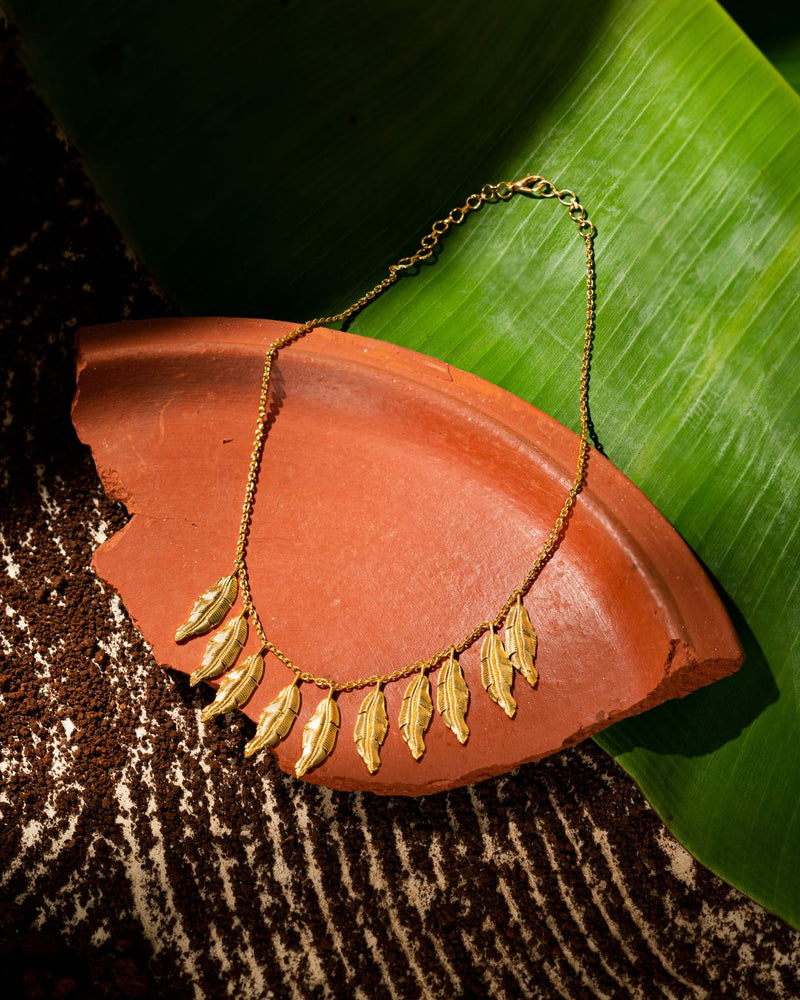 Golden Leaf Necklace - Necklaces - Handcrafted Jewellery - Made in India - Dubai Jewellery, Fashion & Lifestyle - Dori