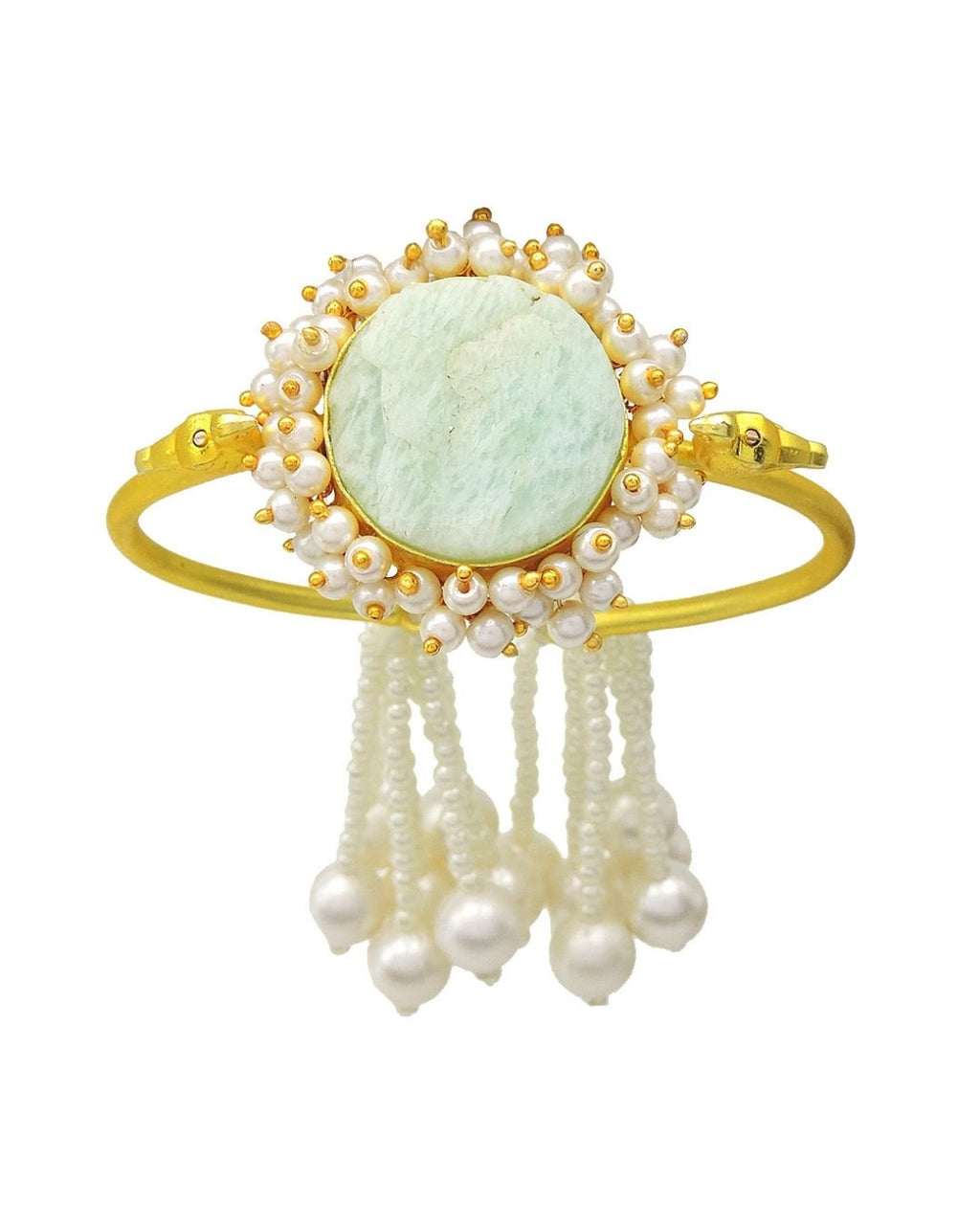 Bloom Tassel Cuff (Amazonite) - Bracelets & Cuffs - Handcrafted Jewellery - Made in India - Dubai Jewellery, Fashion & Lifestyle - Dori