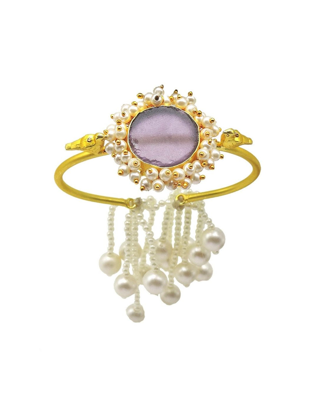 Bloom Tassel Cuff (Amethyst) - Bracelets & Cuffs - Handcrafted Jewellery - Made in India - Dubai Jewellery, Fashion & Lifestyle - Dori