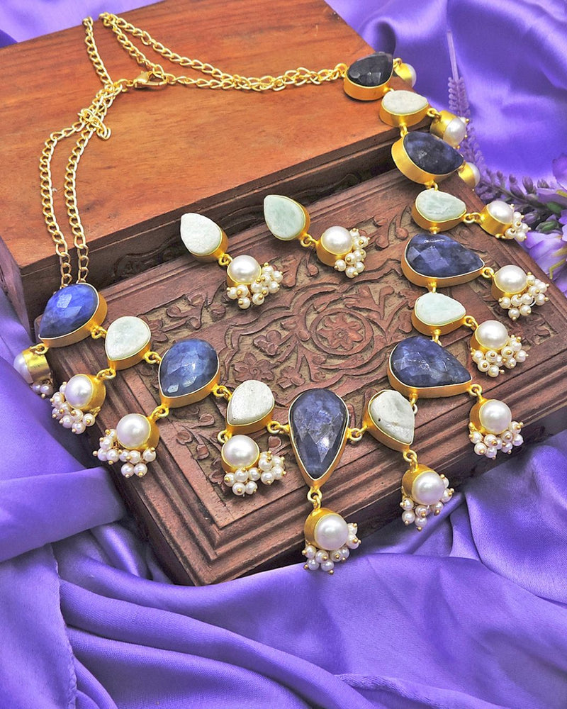 Elena Lazuni Necklace & Earrings Set - Necklace - Earrings - Handcrafted Jewellery - Made in India - Dubai Jewellery, Fashion & Lifestyle - Dori
