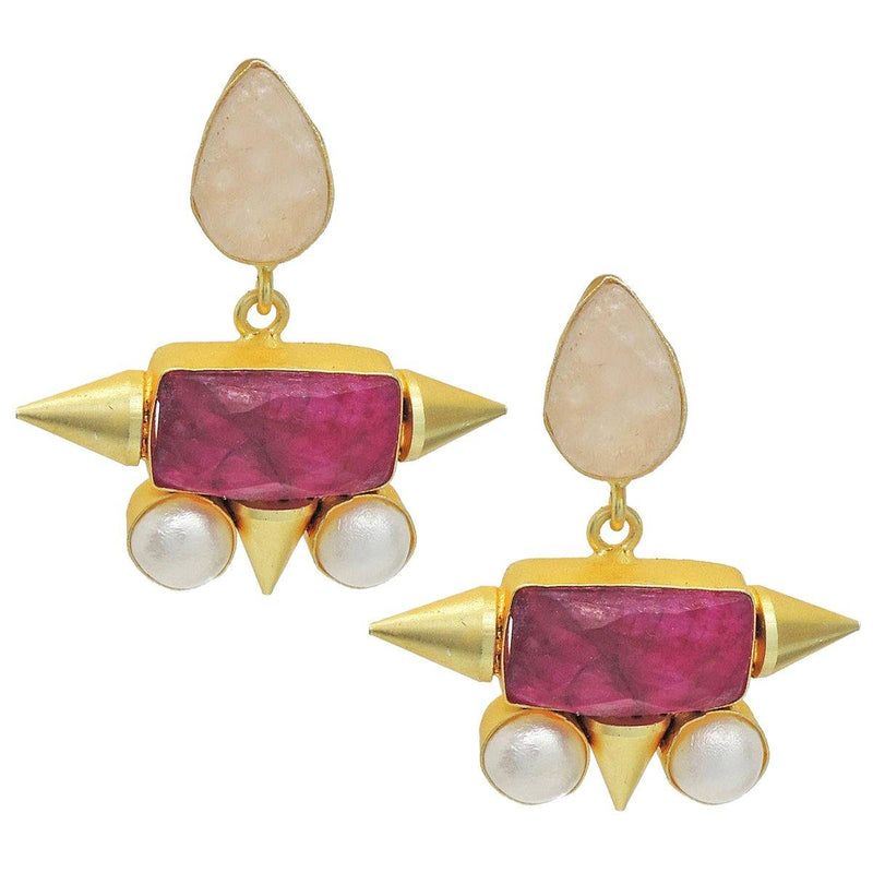 Ruby Spike Earrings - Earrings - Handcrafted Jewellery - Dori