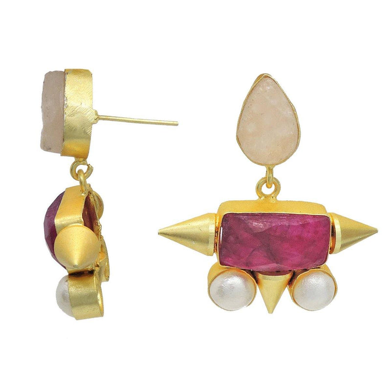 Ruby Spike Earrings - Earrings - Handcrafted Jewellery - Dori
