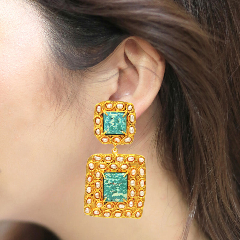 Yasmin Earrings in Ocean - Earrings - Handcrafted Jewellery - Made in India - Dubai Jewellery, Fashion & Lifestyle - Dori